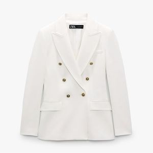 Zara Tailored double breasted white blazer